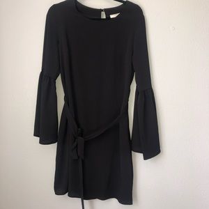 Black Shift Bell Sleeve Dress
